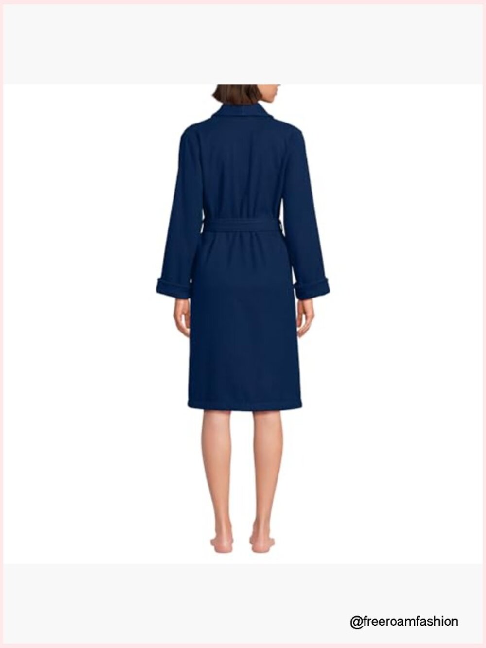 Women's Cotton Terry Knee Length Spa Bath Robe Shawl Collar - Picture 2 of 4